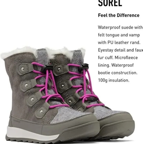 Sorel youth Whitney II Joan lace up boots size 2